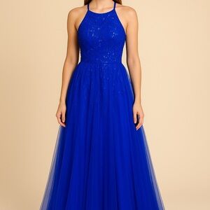 d. jeans Vibrant Blue Halter Maxi Dress